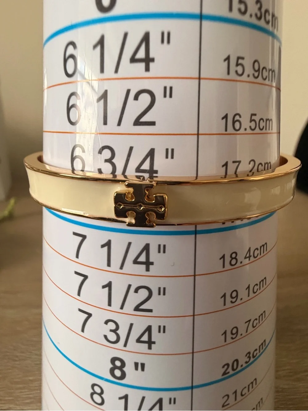 Tory Burch White Enamel Gold-Tone Double T Hinged Bangle Bracelet New
